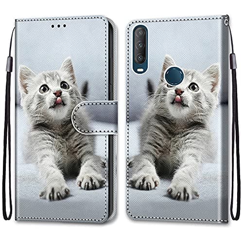 Image of nancencen Compatible with Alcatel 1S 2020 / Alcatel 3L 2020, Flip Case with Card Slot for Alcatel 1S 2020 / Alcatel 3L 2020 – Evil Kitten