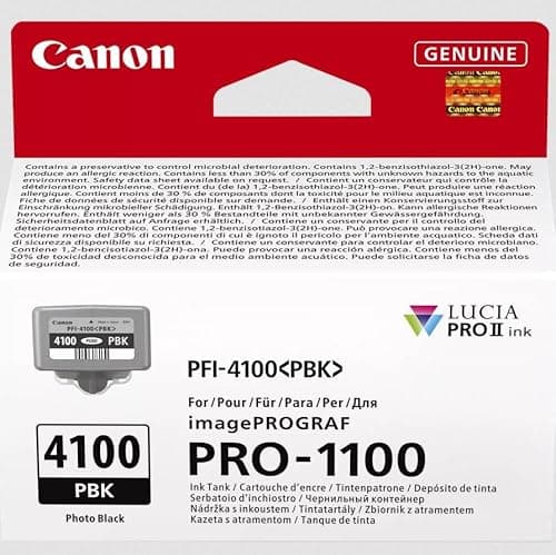 Image of Canon PFI-4100PBK Genuine Printer Ink Cartridge - High Performance & Fade Resistant Ink (1 x Photo Black Cartridge) - Compatible with imagePROGRAF PRO-1100