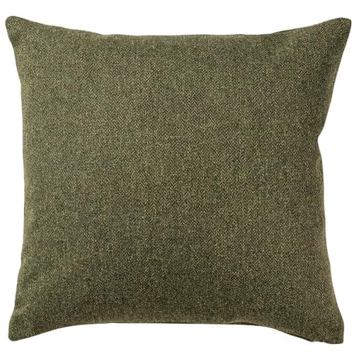 Image of Linen Loft Classic Herringbone Tweed Cushion in Vintage Green. British Racing Green Traditional Check Design. 17x17 Square Cushion Cover