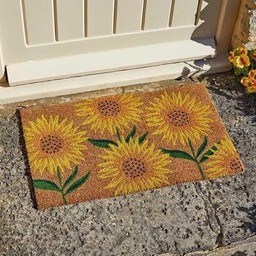 Image of Garden Mile Sunflower Heavy Duty Outside Door Matt Indoor Large Front Door Mat Outdoor 100% Natural Coir Mat 75 x45 cm Camping Coir Doormats Hallway Entrance Mat Anti Slip Outdoor Mats