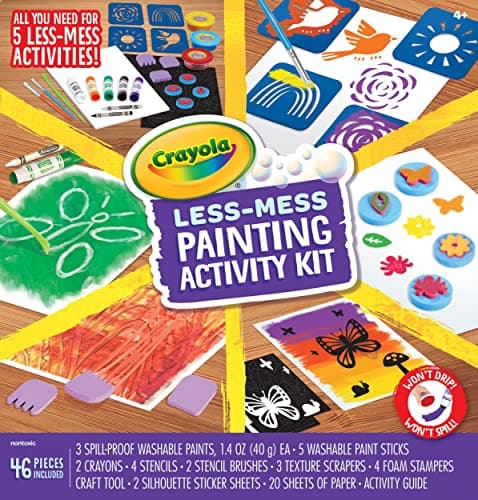 Image of CRAYOLA Less Mess Painting Activity Kit, Washable Kids Paints & Painting Supplies, Art Set for Kids, 47 Pieces, Gift