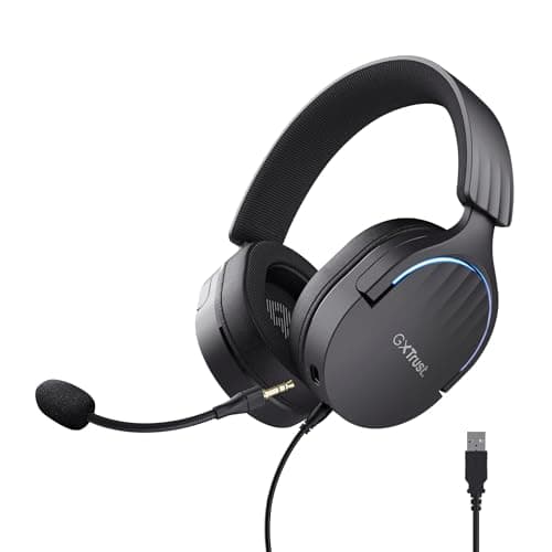 Image of Trust Gaming GXT 490 Fayzo USB Gaming Headset 7.1 Surround Sound, 50mm Drivers, 85% Recycled Plastics, RGB Over-Ear Wired Headphones, with Noise Cancelling Microphone for PC PS5 - Black