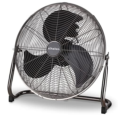Image of Schallen Gunmetal Grey Black Metal High Velocity Cold Air Circulator Adjustable Floor Fan with 3 Speed Settings (9")