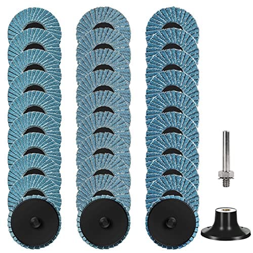Image of Shineboc 30pcs Roll Lock Flap Disc Grinding Sanding Wheel Set, 50mm Abrasive Grinding Discs Flap Wheel 40 60 80 120 Grit, Quick Change Grinder Discs with 1/4" Shank Pad Holder for Die Grinder
