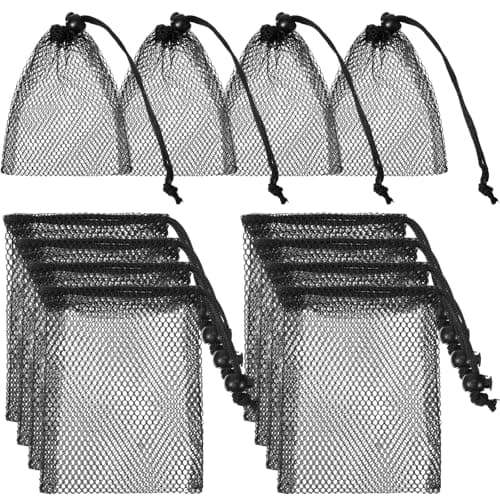 Image of Nogeqi 10 pcs Small Mesh Bags Drawstring, Black Mesh Bags Drawstring, 4" X 5.7"Mini Nylon Net Bag with Cord Lock for Travel Laundry Stuff Organizing Storage Bag
