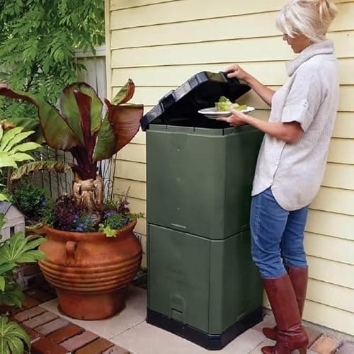 Image of 200L Aerobin Insulated Hot Compost Bin for Garden and Kitchen Waste Outdoor Plastic Composter with Internal Aeration System No Turning Required Year Round Use Olive Green