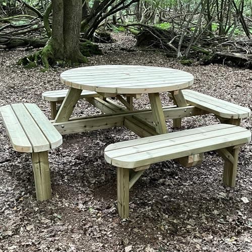 Image of MG Timber Products: Handmade 8-Seater Round Picnic Table/Pub Bench – Made From Premium Furniture Grade Swedish Redwood
