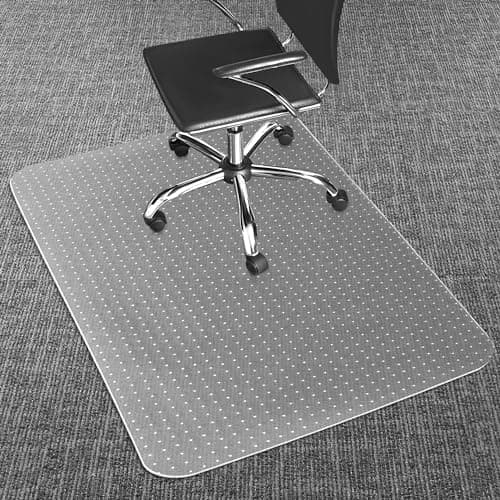 Image of LeapYouth 90x120 cm Office Chair Mat for Carpets, Heavy Duty Computer Chair Mat for Low and Standard Pile Carpeted Floors, Non-slip PVC Floor Protectors for Home Office Chair, Easy Clean, BPA Free