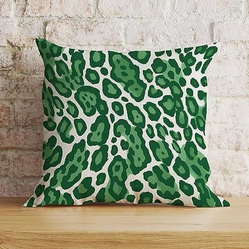 Image of Zyadsinoudor Asian Style Throw Pillowcase Leopard Graphite Green Dot Cushion Cases Traditional Chinese 20x20in Decorative Pillow Home Cotton Linen Artistic Throw Pillow Case For Sofa Couch Car
