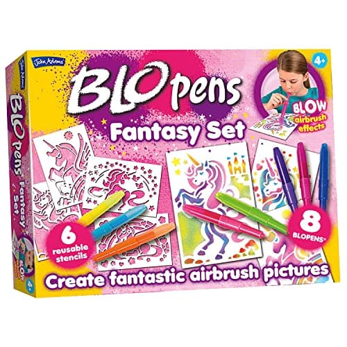 Image of John Adams BLOPENS® Fantasy Activity Set | Contains 6 Reusable Stencils & 8 BLOPENS | A Fab New Way to Colour & Draw | Ages 4+ | Great Gift Idea for Christmas for Boys & Girls | Washable & Non-Toxic