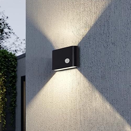 Image of LEDSone 12W PIR Motion Sensor LED Wall Light for Outdoor, 3000K Warm White IP54 LED Wall Lamp Aluminum Modern Style Up and Down Wall Light,Perfect for Bedroom Bathroom Living Room Hallway (Pack 1)