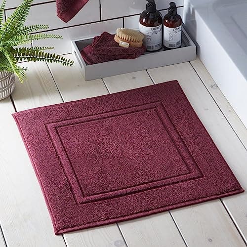 Image of Drift Home - Claret Red Bath Mat (50 x 50cm) - Soft & Absorbent - 550GSM Premium Bathroom Mat - Sustainable Cotton (BCI) - Recycled Bottles - Machine Washable - Bath Rug