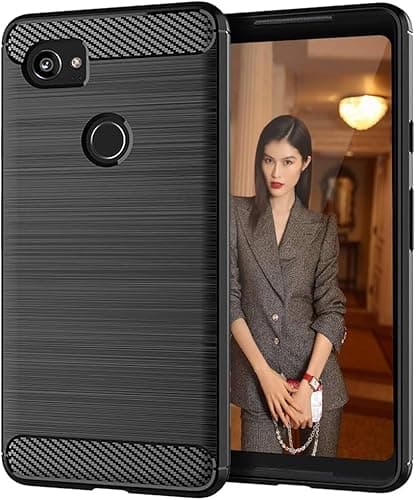 Image of CruzerLite Case for Google Pixel 2 XL Case, Carbon Fiber Shock Absorption Slim case for Google Pixel 2 xl (2017) (Black)