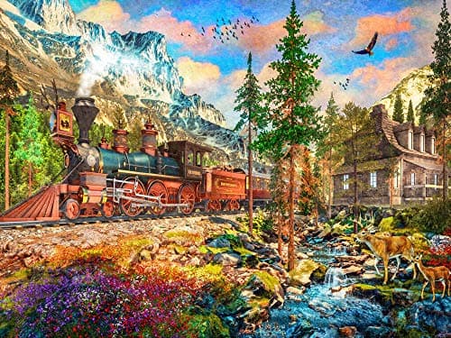 Image of Vermont Christmas Company Mountain Train Jigsaw Puzzle 550 Piece
