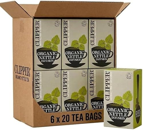 Image of Clipper Organic Nettle Tea Bags, 120 Count (6x20) | Caffeine-Free Herbal Infusion for Digestion & Wellness | Unbleached & Biodegradable