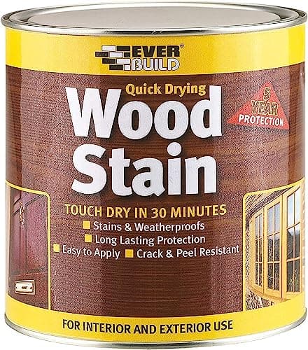 Image of Everbuild Satin Wood Stain – Indoor And Outdoor Use – Weatherproof – UV-Resistant – Quick Drying – Solvent Free – Mahogany – 2.5L