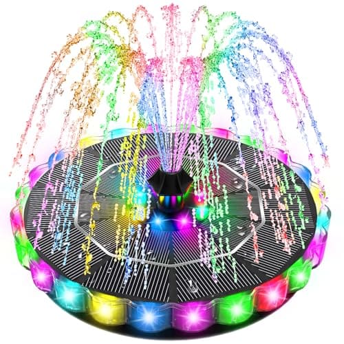 Image of SZMP 3.5W Solar Fountain for Bird Bath with 2000mAh Battery & 3D Color Changing LED Light, 4 Anti-Drift Fixer & 8 Nozzles, 2026 Upgrade Solar Powered Water Fountain Kit for Garden, Patio, Pond