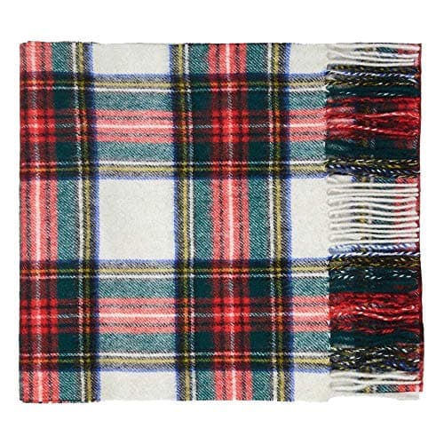 Image of Oxfords Cashmere 100% Lambswool Plaid Tartan Scarf, Dress Stewart