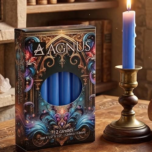 Image of 12 Blue Wisdom Magic Spell Candles - Wisdom Candles 12cm Spell Candles 4.5" 100% Natural Christingle Chime Pyramid Christmas Tree Candles – Dripless, Golden Flame – Clean,