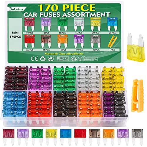 Image of 170Pcs Mini Car Fuses, Bolatus Blade Fuses 2Amp 3A 5A 7.5A 10A 15A 20A 25A 30A 35A 40A for Caravan Motorcycle Truck RV+ Fuse Puller