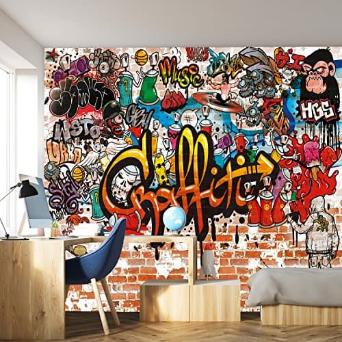Image of murimage Photo Wallpaper Graffiti 366 x 254 cm Including Paste Wall Mural Grafitti Bricks Vintage Urban Children Kids Room
