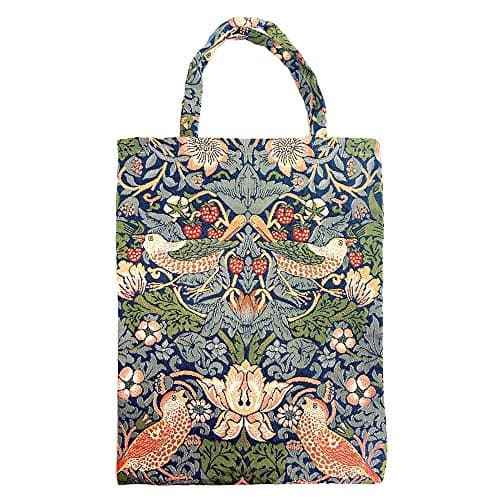 Image of Signare Tapestry Reusable Grocery Eco-Friendly Shopping Tote Bag with William Morris Design (Strawberry Thief Blue, ECO-STBL)