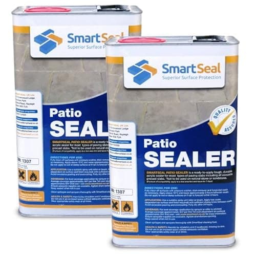 Image of Smartseal Patio Sealer - Protects Concrete Precast Slabs, Flagstone, Paving. A Wet look patio with our Premium Patio Sealant. Easy To Apply, Stain Resistant, Concrete Sealer. Matt Finish (2 X 5 Litre)