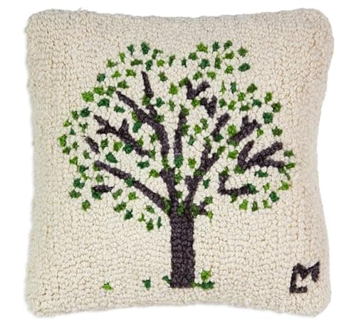 Image of Chandler 4 Corners Artist-Designed Tree of Life Summer Hand-Hooked Wool Decorative Throw Pillow (14 IN x 14 IN) Farm & Garden Pillow for Couches & Beds - Easy Care & Low Maintenance - Farmhouse Pillow