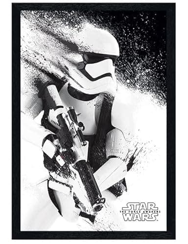 Image of Grindstore Black Wooden Framed Star Wars Episode VII Stormtrooper Paint- Framed Poster Print, Wall Decor/Art, Home Gift Idea, For Living Room, Bedroom, Home or Office Display