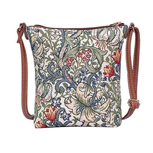 Image of Signare Tapestry Small Crossbody Bag Sling Bag for Women with Vintage Designs (Golden Lily, SLING-GLILY)
