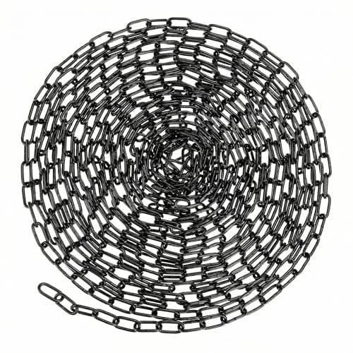 Image of QWORK® 10 Metres Heavy Duty Carbon Steel Chain,3mm Galvanized Welded Links for Fence, Security Doors, Swing, and Dog Leashes,Black