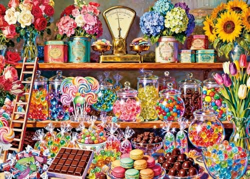 Image of Puzzles 1000 Pieces for Adults jigsaw puzzles for adults-Sweet Candy Shop-1000 Piece Puzzle Classic Educational Games Beautiful Puzzle