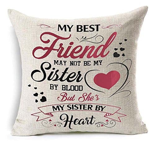 Image of WePurchase To Best Friends My Best Friend May Not Be My Sister By Blood But She's My Sister By Heart Cotton Linen Decorative Home Sofa Living Room Throw Pillow Case Cushion Cover Square 18x18 Inches