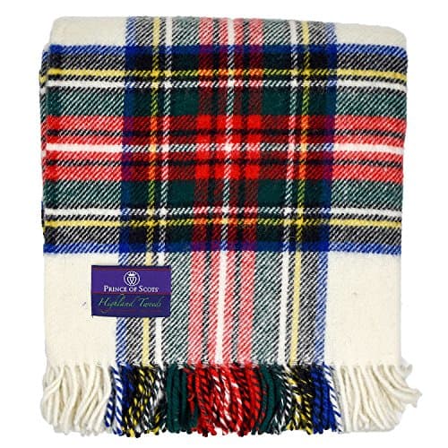 Image of Prince of Scots Highland Tweeds 100% Pure New Wool Fluffy Throw (Dress Stewart)