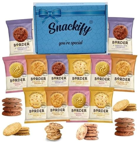 Image of Border Biscuits Big Gift Box Luxury British Hamper Bundle 12 Twin packs (24 Single) Individually wrapped, Snackify Gift Box | Gift for Him & Her | Perfect Gifting for all Ocassions | Biscuits Hamper
