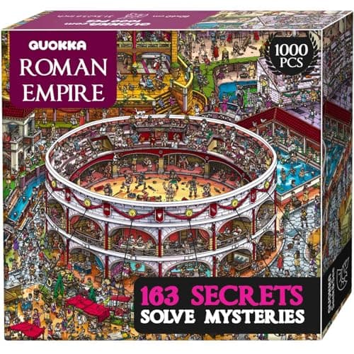 Image of QUOKKA 1000 Piece Puzzle For Adults – Roman Empire Colosseum Jigsaw – Premium Premium Thick Cardboard, Low-Glare Finish, 163 Hidden Mysteries, 2 Secret Envelopes For Immersive Experience