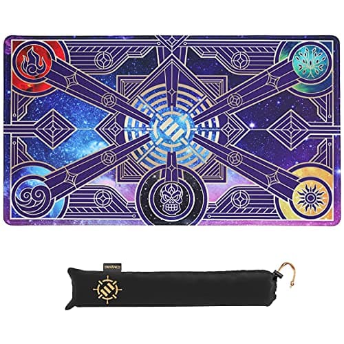 Image of ENHANCE TCG Playmat - Tabletop Card Playmat with Stitched Edges, Smooth Surface, and Drawstring Travel Pouch - Compatible with MTG, YuGiOh, Pokemon, Lord of the Rings, and other TCG and LCG - Stars