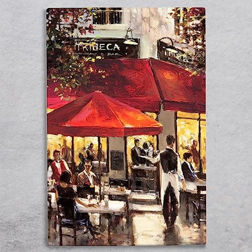 Image of Global Designs Tribeca Bar Ceramic Tile Picture Plaque Sign Wall Art By Brent Heighton New York Scene 30x20cm