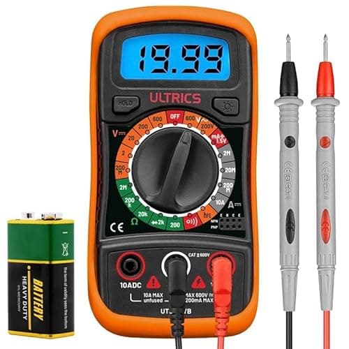 Image of ULTRICS Digital Multimeter, Voltmeter Ammeter Ohmmeter Circuit Checker with Backlight LCD Test Leads, Portable Multi Tester Measures OHM AC DC Voltage Current Resistance Continuity Diodes Transistor