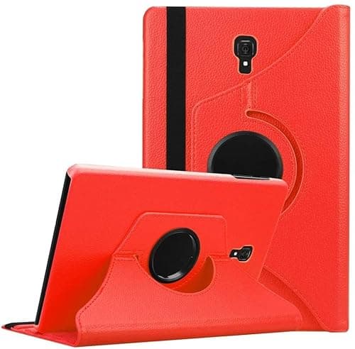 Image of World biz Case for Samsung Galaxy Tab A 10.5 inch 2018 (SM-T590 T595), 360 Degree Rotation Protective Stand Leather Folio Cover, Auto Wake/Sleep, Rotating Case for Tab T590/T595 (Red)