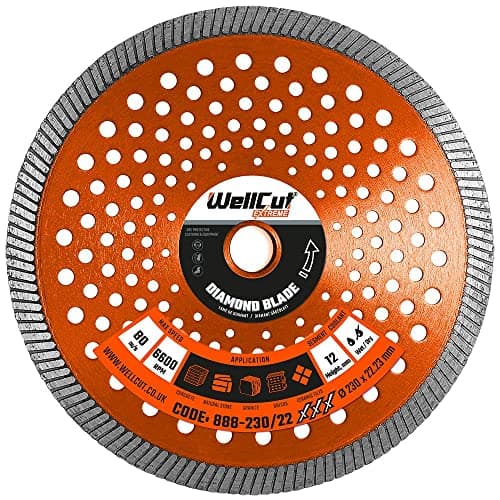 Image of Diamond Cutting Discs For Angle Grinder 230mm 22.23mm Bore, Fast Clean Cut on Concrete Reinforced Concrete Marble And Granite Stone Sandstone Brick Tiles Or Ceramic Tiles WellCut (Single unit)