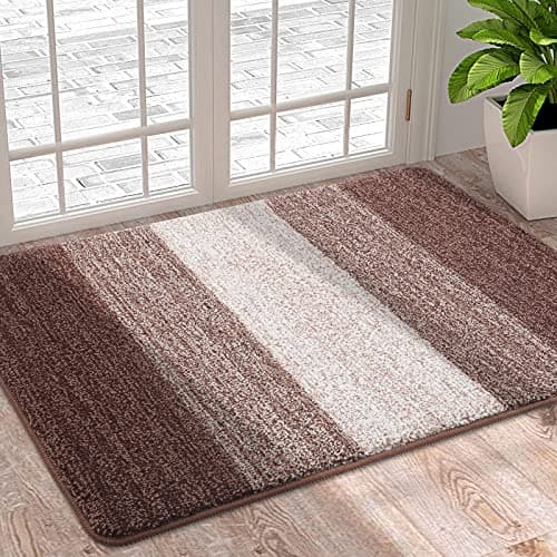 Image of Homaxy Door Mats Indoor, Machine Washable Soft Doormats, Dirt Trapper Super Absorbent Entrance Rug, Non-slip Floor Mats For Inside, Front Back Door, Pets and Dogs (50 X 80 cm, Brown)