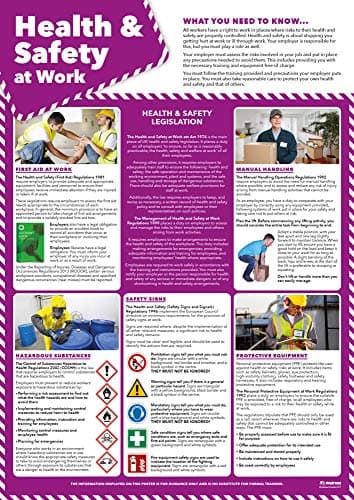 Image of Health & Safety at Work Poster - EXTRA LARGE - A1 (850mm x 594mm) - Laminated - Health & Safety Wall Charts for Office and Commercial Settings by Daydream Education.