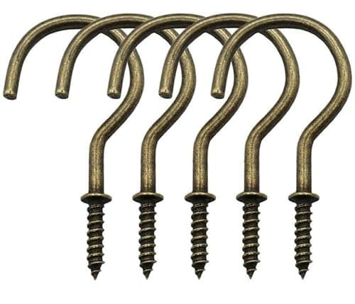 Image of 20PCS Cup Hook Metal Ceiling Hooks Multipurpose Vinyl Coated Screw-in Wall Hooks for Hanging Plants, Cups,Kitchen Hooks, Utensils, Lights and Stuff Great for Indoor & Outdoor Use (Antique Brass, 19mm)