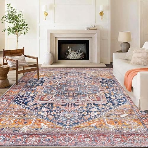 Image of Cekene Oriental Large Rugs for Living Room 200x290cm Non-Slip Bedroom Rugs Machine Washable Area Carpet Rug Low Profile Floor Carpet for Indoor Kitchen Dinning Room Playroom