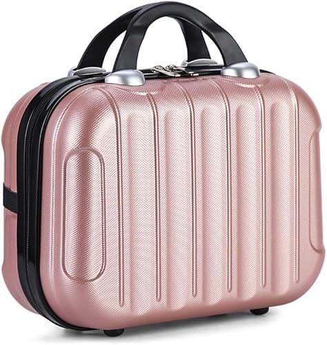 Image of Vanity Case 32 * 14 * 23cm, with Elastic Band and Zipper, Portable Waterproof Suitcase Hard Shell Makeup Case, for Women Girl (Rose Gold)