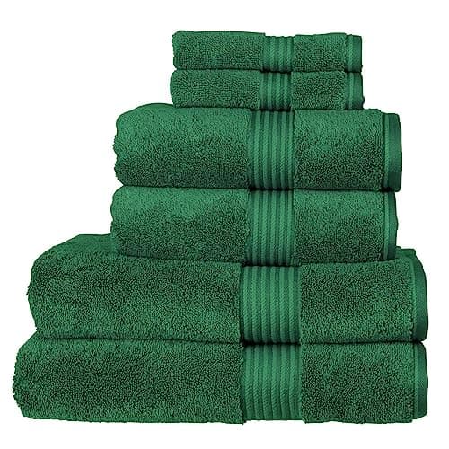 Image of Christy Supreme Hygro 6 Piece Towel Set | Spruce Green | 100% Luxury Supima Cotton | Ultra Soft | Super Absorbent | 650GSM | 2 Bath Towels 2 Hand Towels 2 Face Cloths