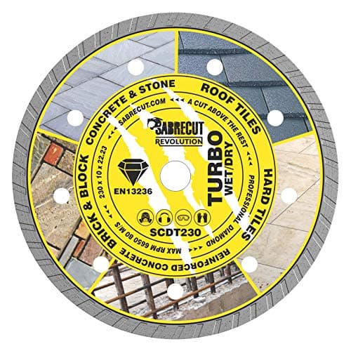 Image of 1 x SabreCut SCDT230 230mm (9 inch) x 10mm x 22.23mm Bore Turbo Angle Grinder Diamond Circular Saw Blade