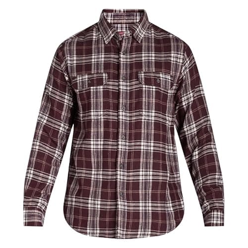 Image of Vasego Men’s Flannel Shirt, Long Sleeve Regular Fit Cotton Lumberjack with Button-Down Pockets – Classic, Soft, and Comfortable Plaid Shirt for Everyday Wear Burgandy