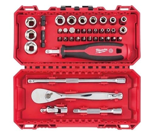 Image of Milwaukee 4932498381 38pc 1/4" Ratchet, Driver & Socket Set in Packout Compatible Case